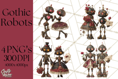 Gothic Robot Clipart, Victorian Steampunk Robot Clip Art Product Image 1