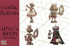 Gothic Robot Clipart, Victorian Steampunk Robot Clip Art Product Image 1