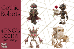 Gothic Robot Clipart, Victorian Steampunk Robot Clip Art Product Image 1