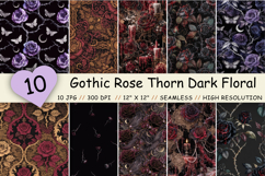gothic digital paper, dark floral pattern, gothic rose pattern, dark scrapbook paper, gothic\