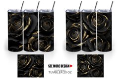 Gothic Roses Black and Gold | Tumbler Sublimation Wrap Product Image 3