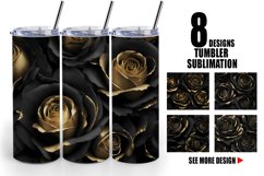 Gothic Roses Black and Gold | Tumbler Sublimation Wrap Product Image 1