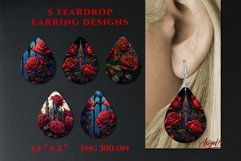 Gothic roses sublimation / Teardrop earring sublimation PNG Product Image 1