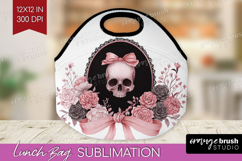 Gothic Skull Cute Lunch Bag Pink Halloween Lunch Bug PNG Product Image 1