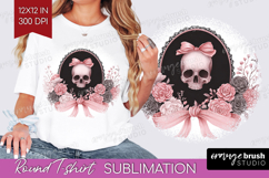 Gothic Skull Cute Round Tshirt Background Pink Halloween PNG Product Image 1