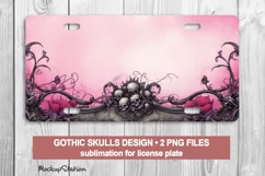 Pink Gothic Skull License Plate PNG | Halloween Car Plates Product Image 1
