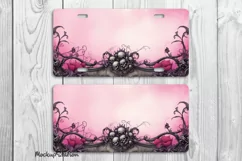 Pink Gothic Skull License Plate PNG | Halloween Car Plates Product Image 2