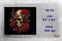 Gothic skull tumbler wrap / 3d tumbler sublimation wrap PNG Product Image 2