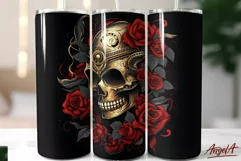 Gothic skull tumbler wrap / 3d tumbler sublimation wrap PNG Product Image 1