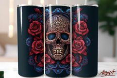 Gothic tumbler wrap sublimation / 3d skull tumbler wrap PNG Product Image 1