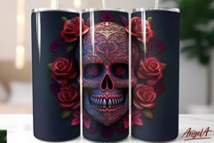 3d skull tumbler wrap / Gothic tumbler wrap sublimation Product Image 1