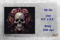 Skull tumbler / skull and roses / 3d skull tumbler wrap PNG Product Image 2