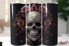 Skull tumbler / skull and roses / 3d skull tumbler wrap PNG Product Image 1