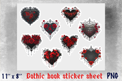 Gothic stickers Floral vintage black heart stickers red rose Product Image 1