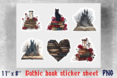 Book lover stickers Gothic floral stickers Sticker sheet PNG Product Image 1