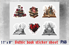 Gothic stickers Book lover stickers Heart Castle Books stack Product Image 1