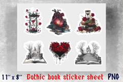 Gothic Book lover stickers Heart Open book with Castle Product Image 1