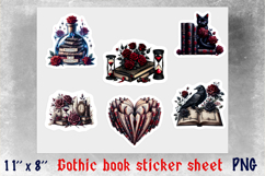 Gothic Book lover sheet stickers Floral heart Stack of books Product Image 1