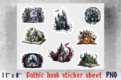 Book lover sticker Print and cut sheet Open book Castle PNG Product Image 1