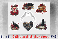 Vintage Book lover sticker Print and cut sheet Floral Gothic Product Image 1