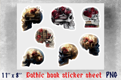 Floral skull double exposure Gothic Book lover stickers Product Image 1