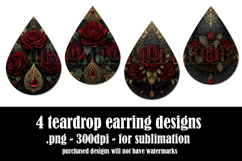 Gothic Teardrop Earrings, Gothic Earring Designs, s31 Product Image 2