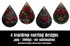 Gothic Teardrop Earrings, Gothic Earring Designs, s33 Product Image 2