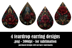 Gothic Teardrop Earrings, Gothic Earring Designs, s35 Product Image 2