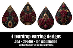 Gothic Teardrop Earrings, Gothic Earring Designs, s36 Product Image 2