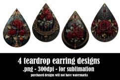 Gothic Teardrop Earrings, Gothic Earring Designs, s37 Product Image 2