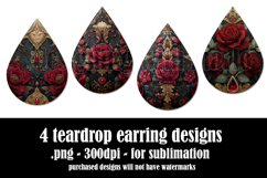 Gothic Teardrop Earrings, Gothic Earring Designs, s40 Product Image 2