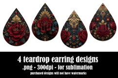 Gothic Teardrop Earrings, Gothic Earring Designs, s41 Product Image 2