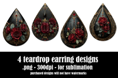 Gothic Teardrop Earrings, Gothic Earring Designs, s42 Product Image 2