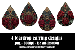 Gothic Teardrop Earrings, Gothic Earring Designs, s45 Product Image 2