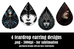 Gothic Teardrop Earrings, Gothic Earring Designs, s47 Product Image 2
