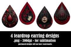 Gothic Teardrop Earrings, Gothic Earring Designs, s50 Product Image 2