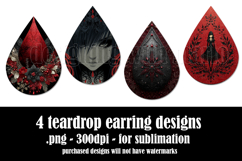 Gothic Teardrop Earrings, Gothic Earring Designs, s51 Product Image 2