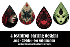Gothic Teardrop Earrings, Gothic Earring Designs, s52 Product Image 2