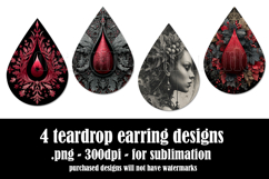 Gothic Teardrop Earrings, Gothic Earring Designs, s54 Product Image 2