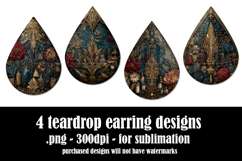 Gothic Teardrop Earrings, Gothic Earring Designs, s55 Product Image 2