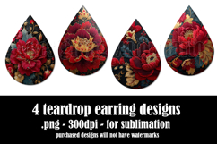 Gothic Teardrop Earrings, Gothic Earring Designs, s57 Product Image 2