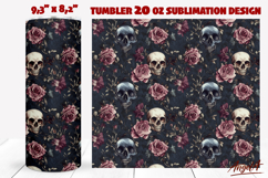 Gothic tumbler Vintage floral skull tumbler sublimation Product Image 1