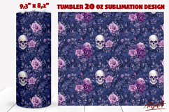 Blue floral tumbler sublimation Gothic skull flowers tumbler Product Image 1