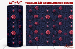 Gothic floral tumbler sublimation Vintage dark roses pattern Product Image 1