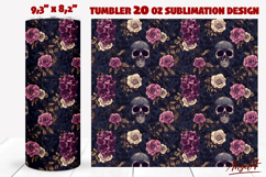 Vintage tumbler wrap Gothic floral skull tumbler sublimation Product Image 1