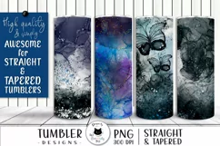 gothic tumbler wraps in alcohol ink style