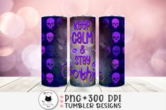 Halloween tumbler PNG with skulls and a phrase