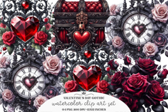 Gothic Valentine Clipart Set Product Image 1