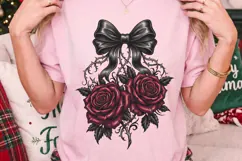 Gothic Vintage Floral Tattoo Red Roses PNG Product Image 2