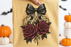 Gothic Vintage Floral Tattoo Red Roses PNG Product Image 1